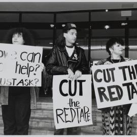 ACT UP protesters picket, 1990