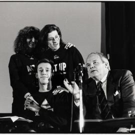 ACT UP and Dr Bruce Shepherd debate, National AIDS Conference Canberra, 1990