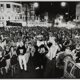 Speaker addressing anti-violence rally, Taylor Square Darlinghurst, 1996