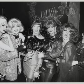 Ayesha and drag queens at DCM for the Drag Industry Variety Awards (DIVA), 1993