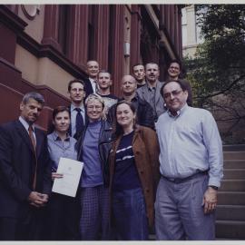 NSW Gay and Lesbian Rights Lobby (GLRL) petition for signing of equal age of consent, Parliament House Sydney, no date