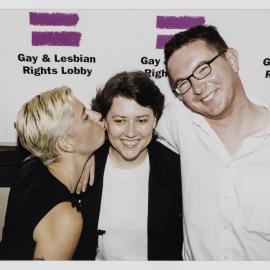 NSW Gay and Lesbian Rights Lobby (GLRL) members unveil new organisation logo, 1999