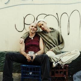 Hand in Hand party recovery in unknown laneway, 1999
