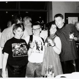 Susan Harben celebrates with other event attendees, no date