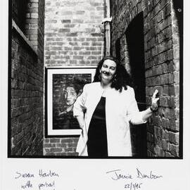 Susan Harben with portrait by Marie Azzopardi, 1995