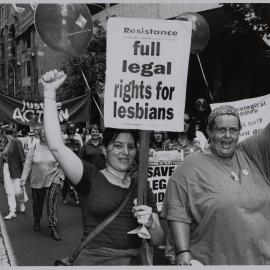 Demonstrators at International Women's Day rally, 1997