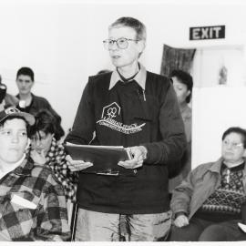 Bev Trezise at Lesbian Space Project meeting, 1997