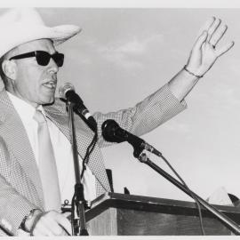 Fabian Lo Schiavo as Reverend Oral Riches at the Anti Racism Rally, 1996