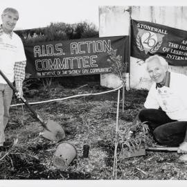 Kendall Lovett and Mannie De Saxe, AIDS Memorial Grove Tree planting co-ordinators, Sydney Park Alexandria, 1996