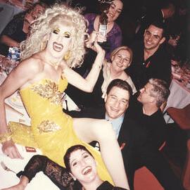 Drag queen at Mardi Gras Awards Night, Sydney Town Hall, George Street Sydney, 1995
