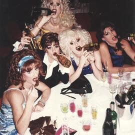 Drag queens at Mardi Gras Awards Night, Sydney Town Hall, George Street Sydney, 1995