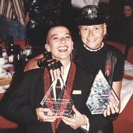 Sue-Ellen Rosenberg and Lea Adams receive awards, Mardi Gras Awards Night, George Street Sydney, 1997