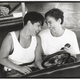 Dykes on dodgems, Mardi Gras Fair Day, Jubilee Park Glebe, 1993