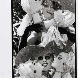 Drag queens Pat Gently and Gil, Mardi Gras Fair Day, Jubilee Park Glebe, 1993