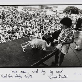 Dog show stage at Mardi Gras Fair Day, Jubilee Park Glebe, 1994