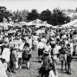 Fair Day stalls, Mardi Gras Fair Day, Jubilee Park Glebe, 1994