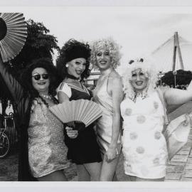 Drag queens at Mardi Gras Fair Day, Jubilee Park Glebe, 1997