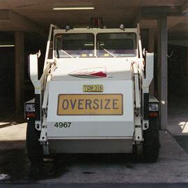 Oversize Council vehicle at Epsom Road depot Zetland, 1989