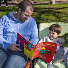 Reading at the City's Lawn Library, NAIDOC In The City, Hyde Park, 2014