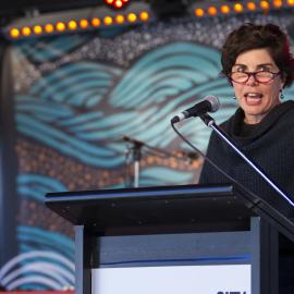Councillor Jenny Green addresses the crowd at NAIDOC In The City, Hyde Park, 2014