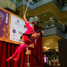Acrobat spinning plates, Chinese New Year Official Launch, Market City, Quay Street Haymarket, 2004