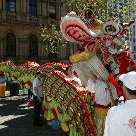 Dragon dancers, Chinese New Year, Sydney Square, George Street Sydney, 2004