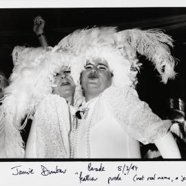 Drag queens in Sydney Gay and Lesbian Mardi Gras Parade, Darlinghurst, 1994