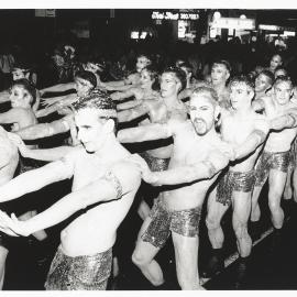 Mirrorball dancers, Sydney Gay and Lesbian Mardi Gras parade, Oxford Street Darlinghurst, 1995