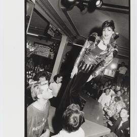 Drag queen Rose Leaf performs at The Flinders Hotel, Flinders Street Darlinghurst, 1991