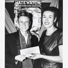 Gigi Legenhausen donates to the Anti-Violence Project, Kinselas Hotel, Bourke Street Darlinghurst, 1995