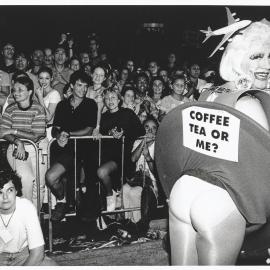 Parade entrant in Sydney Gay and Lesbian Mardi Gras Parade, Darlinghurst, 1997