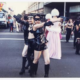 Parade entrants in the Sydney Gay and Lesbian Mardi Gras Parade, corner of Liverpool and Elizabeth Streets Darlinghurst, 1997