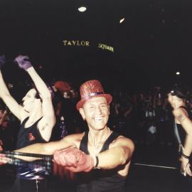 Just Married dancers, Sydney Gay and Lesbian Mardi Gras parade, Oxford Street Darlinghurst, 1998