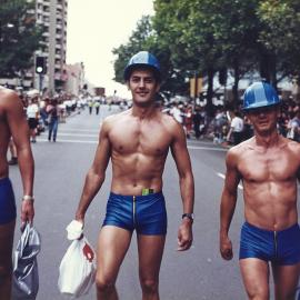 Marching Boys, Sydney Gay and Lesbian Mardi Gras parade, Oxford Street Darlinghurst, 1998