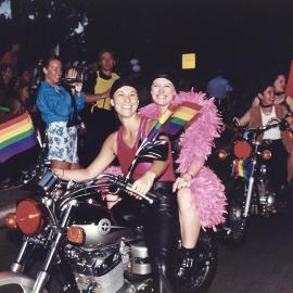 Dykes on Bikes, Sydney Gay and Lesbian Mardi Gras parade, Oxford Street Darlinghurst, 1998