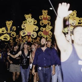 Harbour City Bears in Sydney Gay and Lesbian Mardi Gras Parade, Darlinghurst, 1999