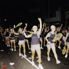 Tennis players in Sydney Gay and Lesbian Mardi Gras Parade, Flinders Street Darlinghurst, 1999