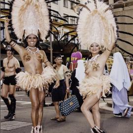 Parade entrants in Sydney Gay and Lesbian Mardi Gras Parade, Liverpool Street Sydney, 1999