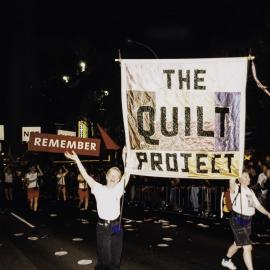 The Quilt Project in the Sydney Gay and Lesbian Mardi Gras Parade, Darlinghurst, 1999