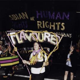 Lesbian Rights activists in Sydney Gay and Lesbian Mardi Gras Parade, Darlinghurst, 1999