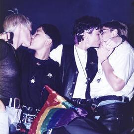 Dykes on Bikes in Sydney Gay and Lesbian Mardi Gras Parade, Darlinghurst, 1996