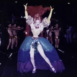 Parade entrant in Sydney Gay and Lesbian Mardi Gras Parade, Darlinghurst, 1996