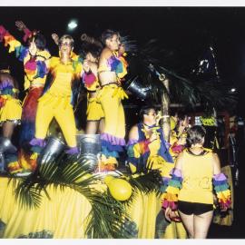 Tropical Fruits float in Sydney Gay and Lesbian Mardi Gras Parade, Darlinghurst, 1996