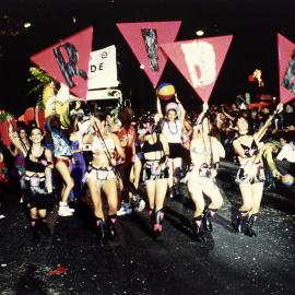 Parade entrants in Sydney Gay and Lesbian Mardi Gras Parade, Darlinghurst, 1996
