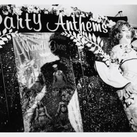 Drag performer Trudie Valentine at Party Anthems CD launch, Beresford Hotel on Bourke Street Surry Hills, 1995