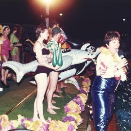 Julie McCrossin and participants, Mardi Gras pool party, Victoria Park, 1997