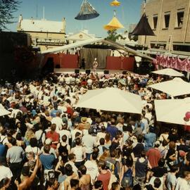 Frocks on the Rocks fashion parade, Sydney Gay and Lesbian Mardi Gras Festival, The Rocks, 1998