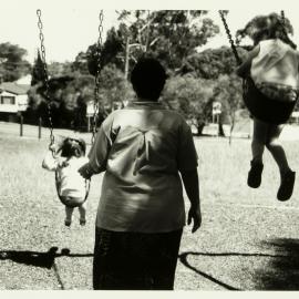 Elizabeth and Her Children by C.Moore Hardy, exhibited for Positive Lives, 1999