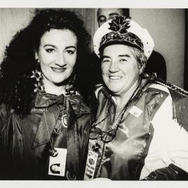 Susan Harben and Dawn O'Donnell at Mardi Gras Party, Sydney Showground Moore Park, 1993