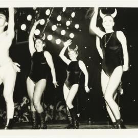 Performers on stage, Sydney Gay and Lesbian Mardi Gras Party, Moore Park, 1996